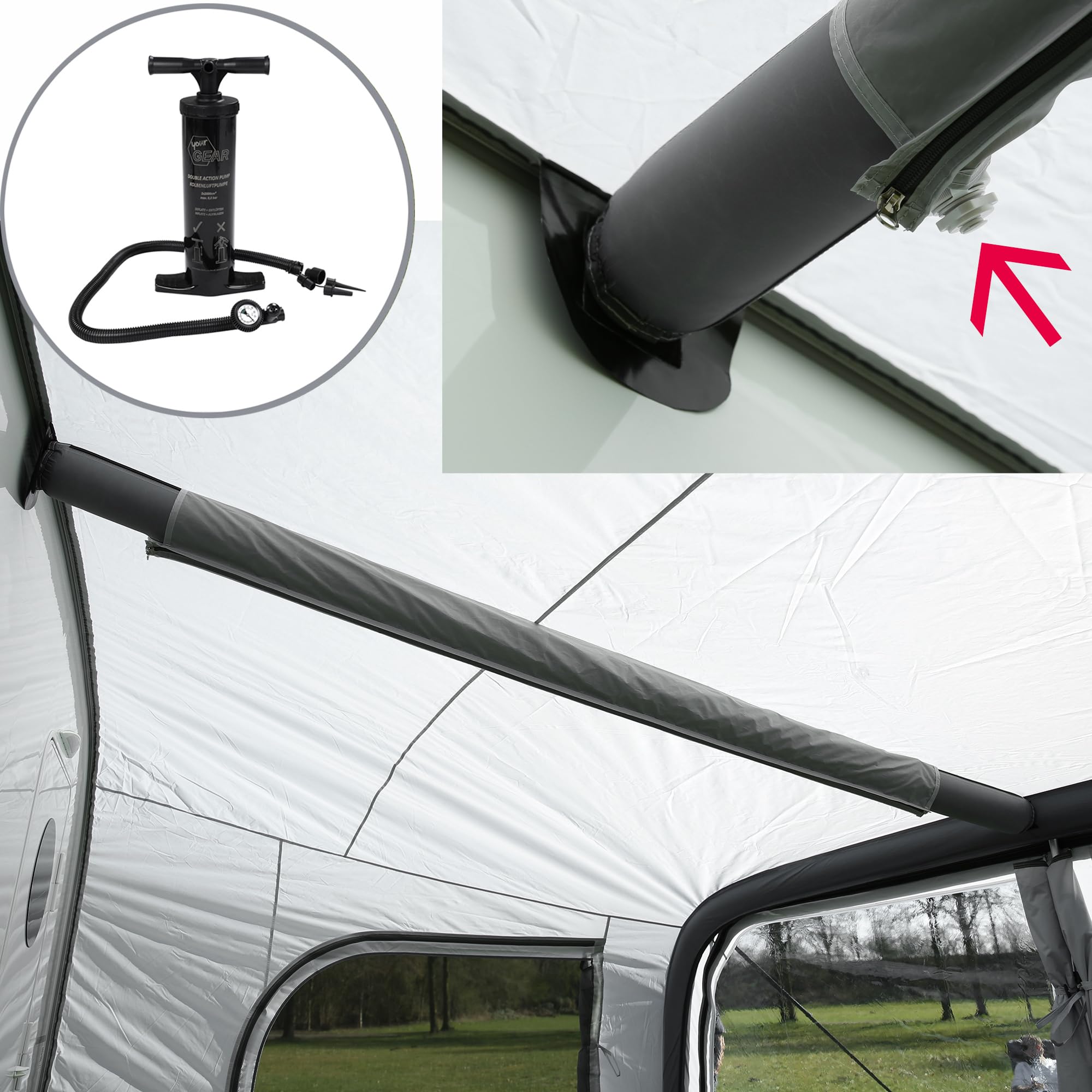 your GEAR Brela Air 360 – Tienda de campaña de aire para Hobby Beachy Caravan – Parasol y toldo para caravana con listón – UV 50+ (para Beachy 360)