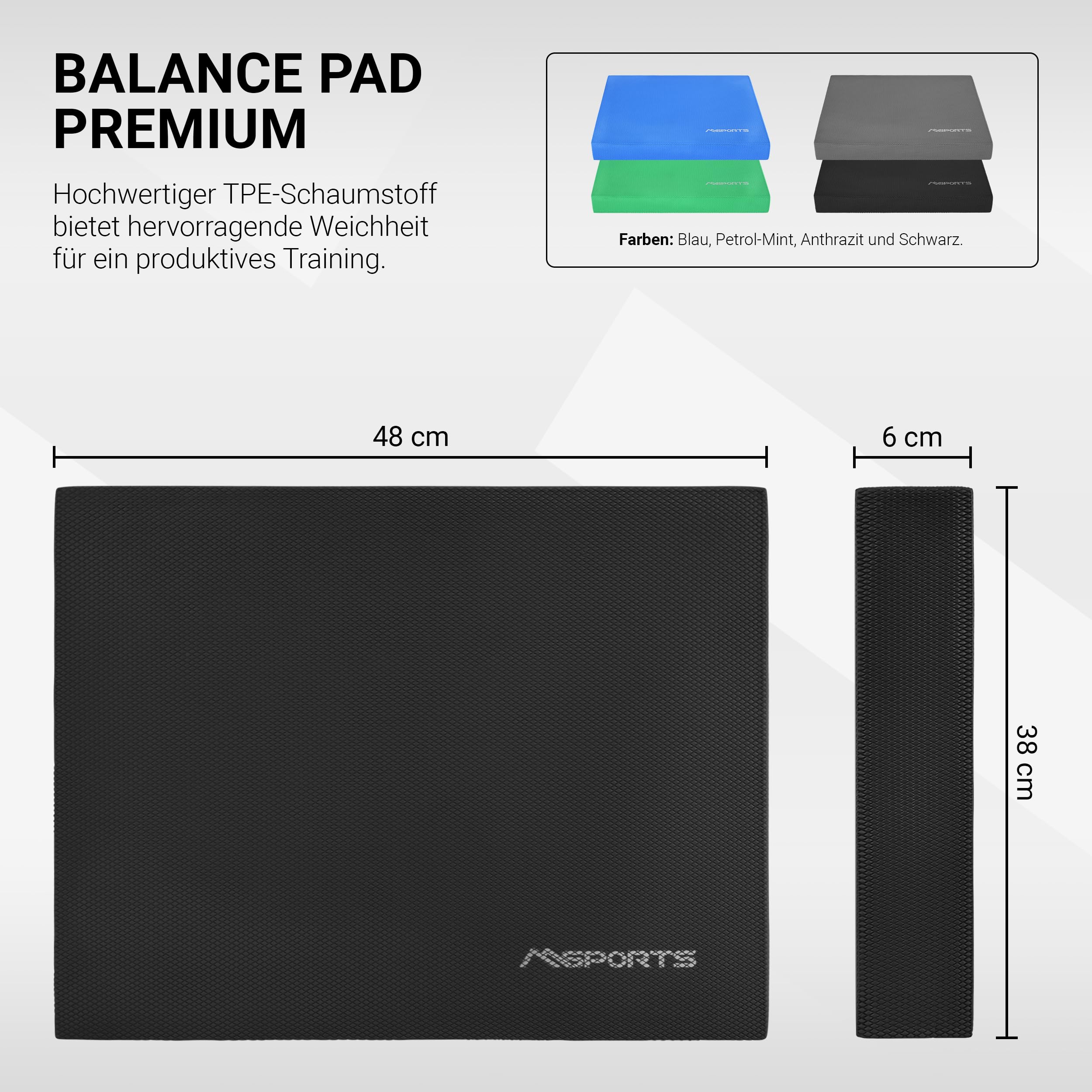 Balance Pad – Premium – w zestawie plakat z ćwiczeniami równowagi – trening równowagi i koordynacji (czarny)