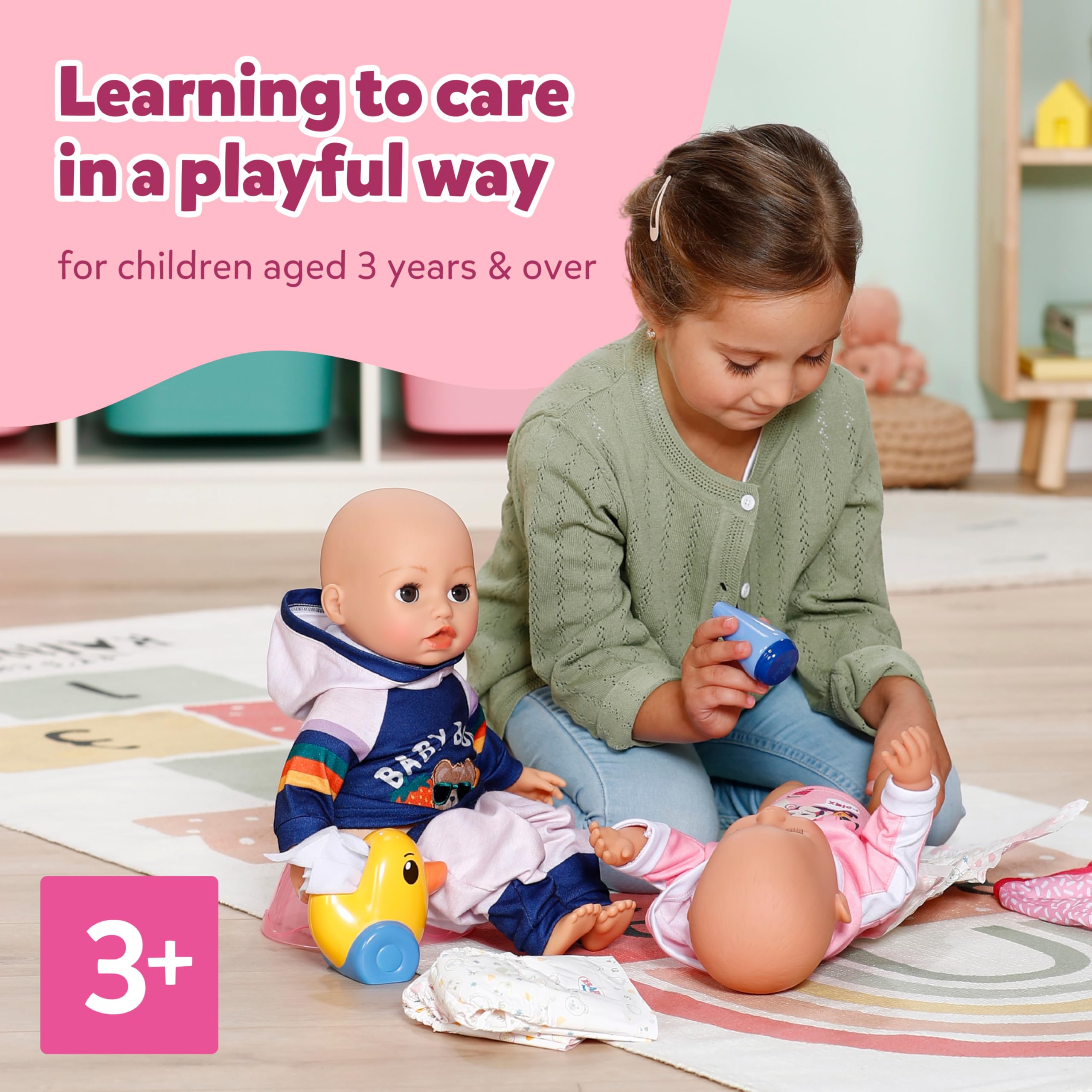 BABY born Potty Set - Includes Diapers, Cream Jar & Duck Berta as Tissue Dispenser Doll Accessory - For Dolls Sized 36 cm & 43 cm, Pink - Image 4