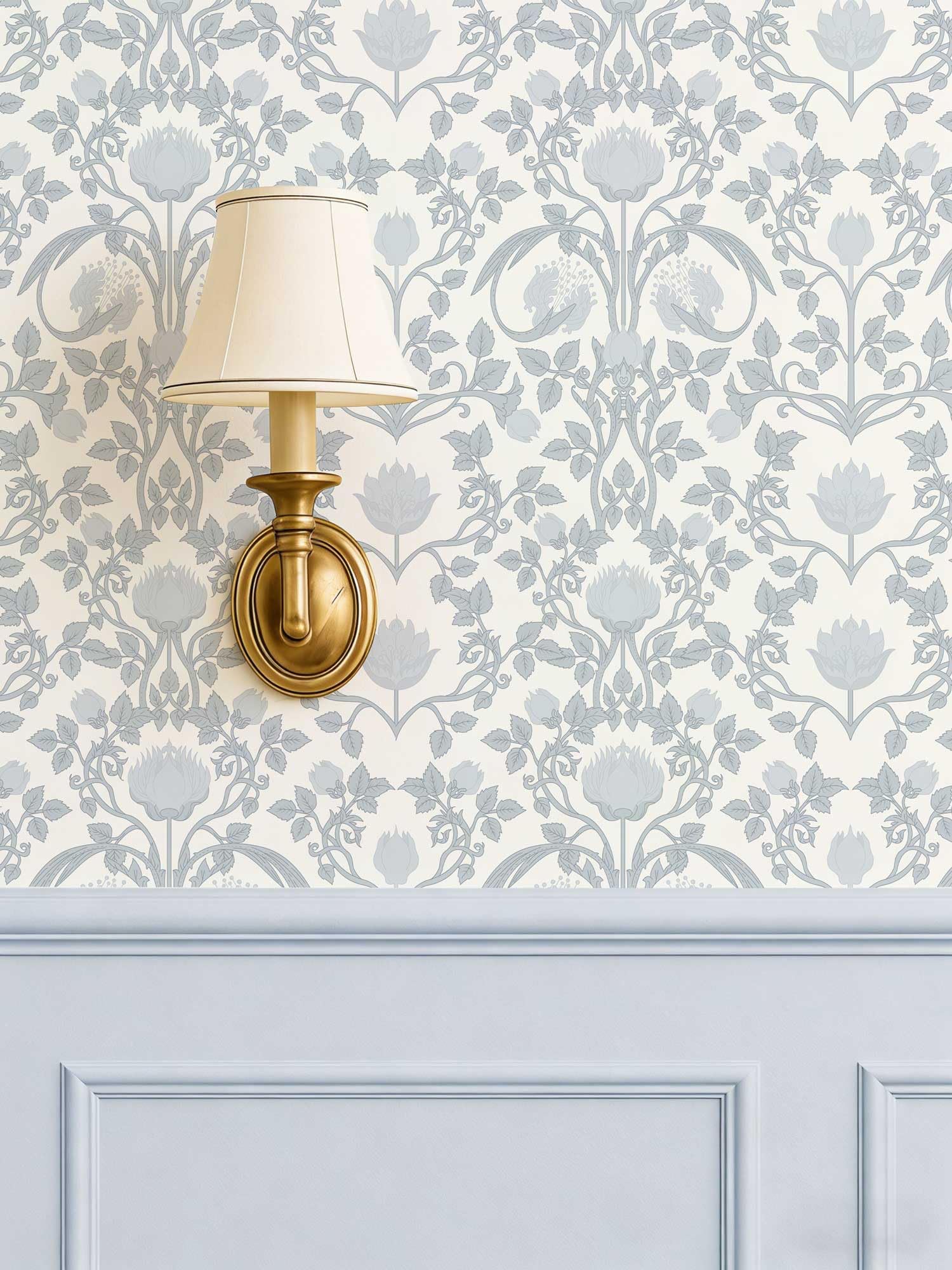 YXTII 17.3" × 393.7" Blue Floral Peel and Stick Wallpaper - wallpaper and wallpapering supplies | Mubboo