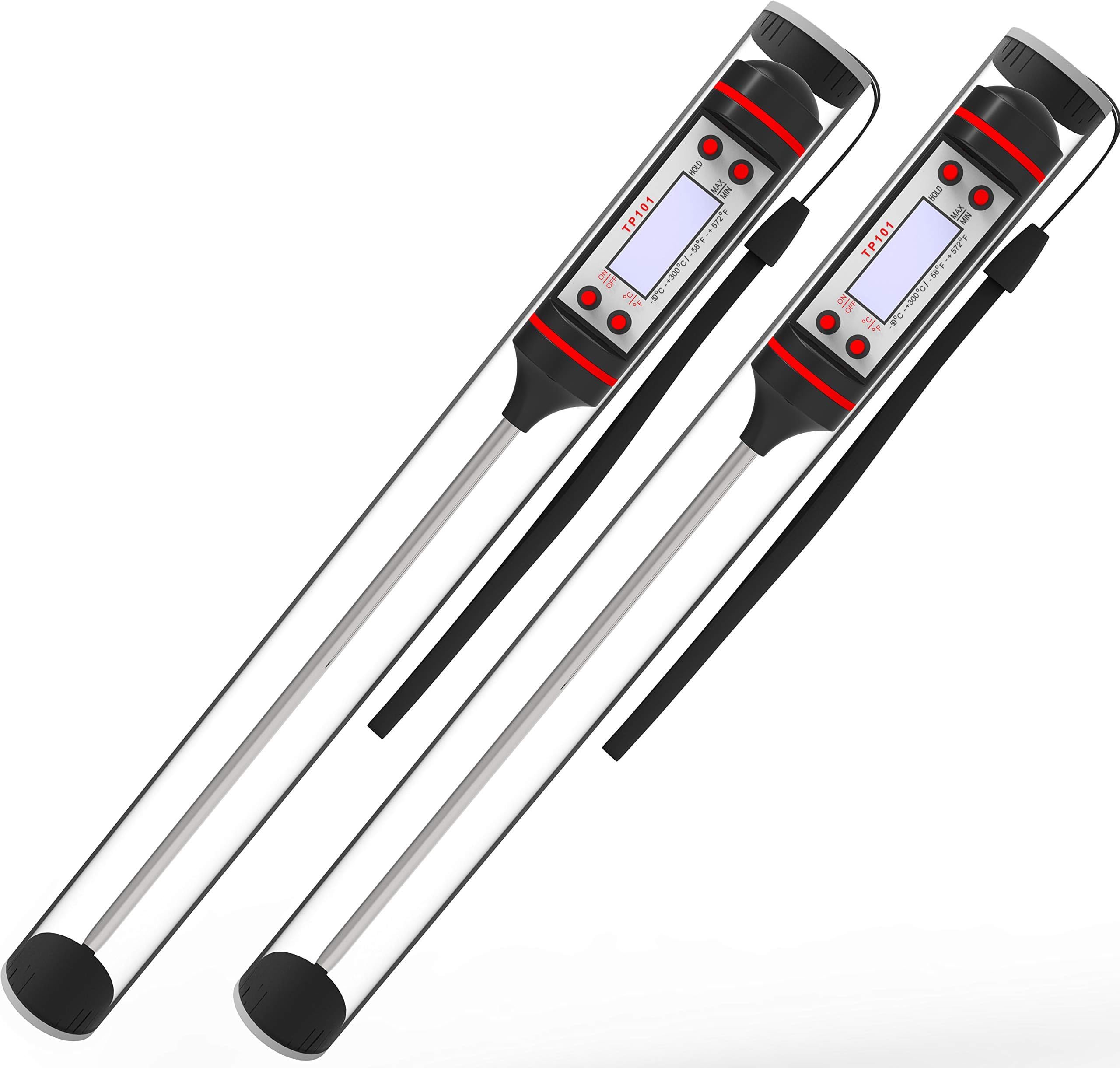 Lemontec CP1 Meat Thermometer Digital Cooking Thermometer [5.9 Inch Long Probe] with Instant Read, LCD Screen, Anti-Corrosion, Best for Kitchen, Grill, BBQ, Milk, and Bath Water, 2 Pack