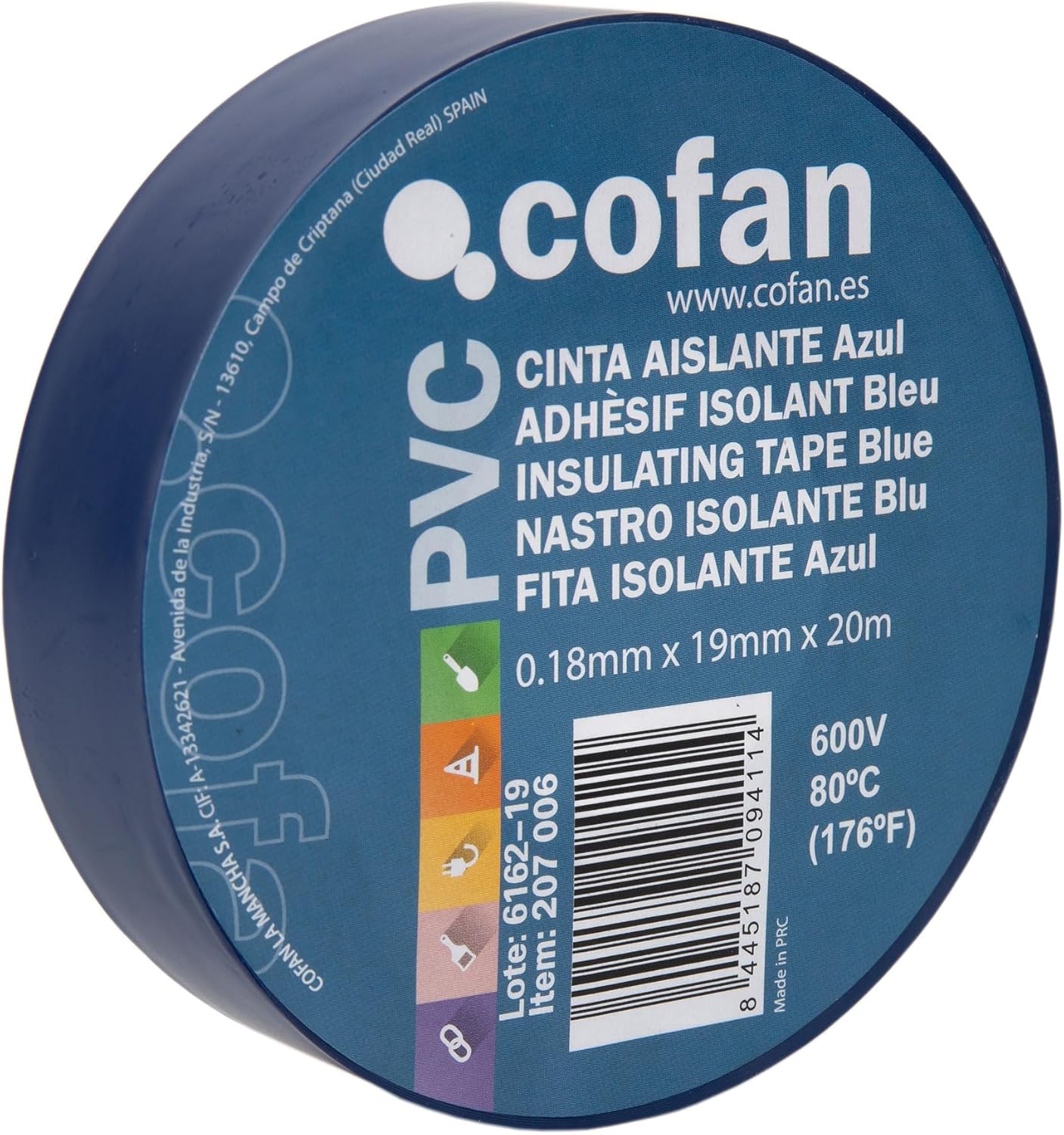 207006 Pack of 10 Insulating Tapes (Quartz, 19 x 20 m/180 microns Blue