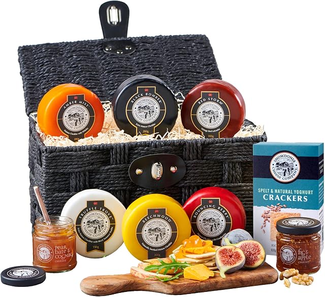 Snowdonia Cheese Company Indulgent Cheese Hamper | Gift Basket | 6 Award Winning Cheeses, Chutney, Spelt & Natural Yoghurt Crackers | Delivered Chilled