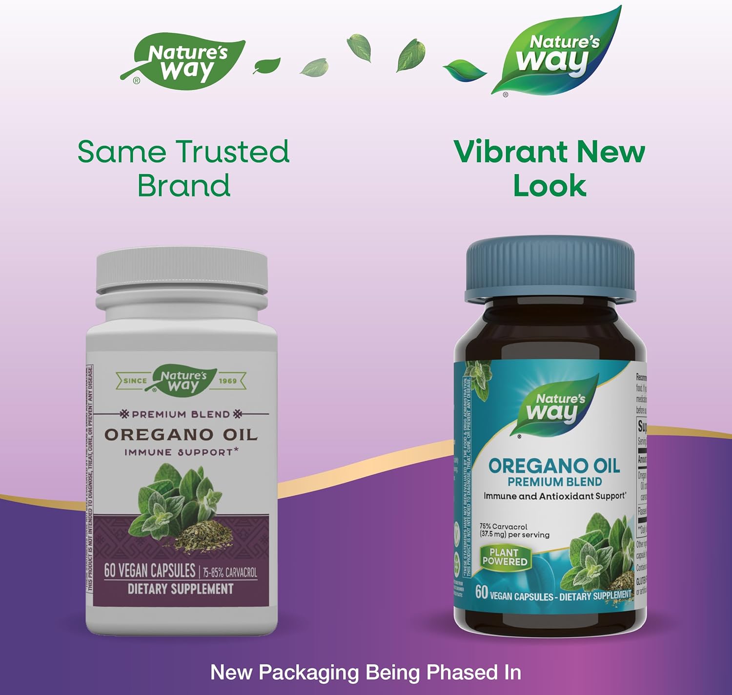 Nature’s Way Oregano Oil – Immune Support Supplement* - 75-85% Carvacrol – Gluten Free – 60 Vegan Capsules (2 Pack)