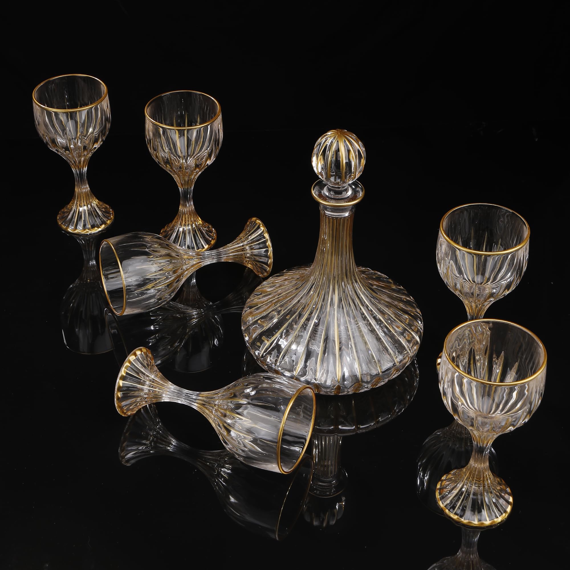 Carafe à whisky en cristal doré peinte à la main avec bouchon en verre – Verre en cristal sans plomb – 1500 ml – Carafe à liqueur élégante pour whisky, scotch, bourbon et spiritueux (carafe