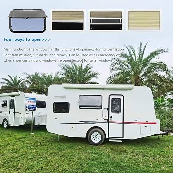 RV Window, RV External Sliding Window,RV Extrapolated Ventilation Window 65 Vent Hatch Side Window,RV Top Hinged Window for Caravan Camper RV,400*300mm