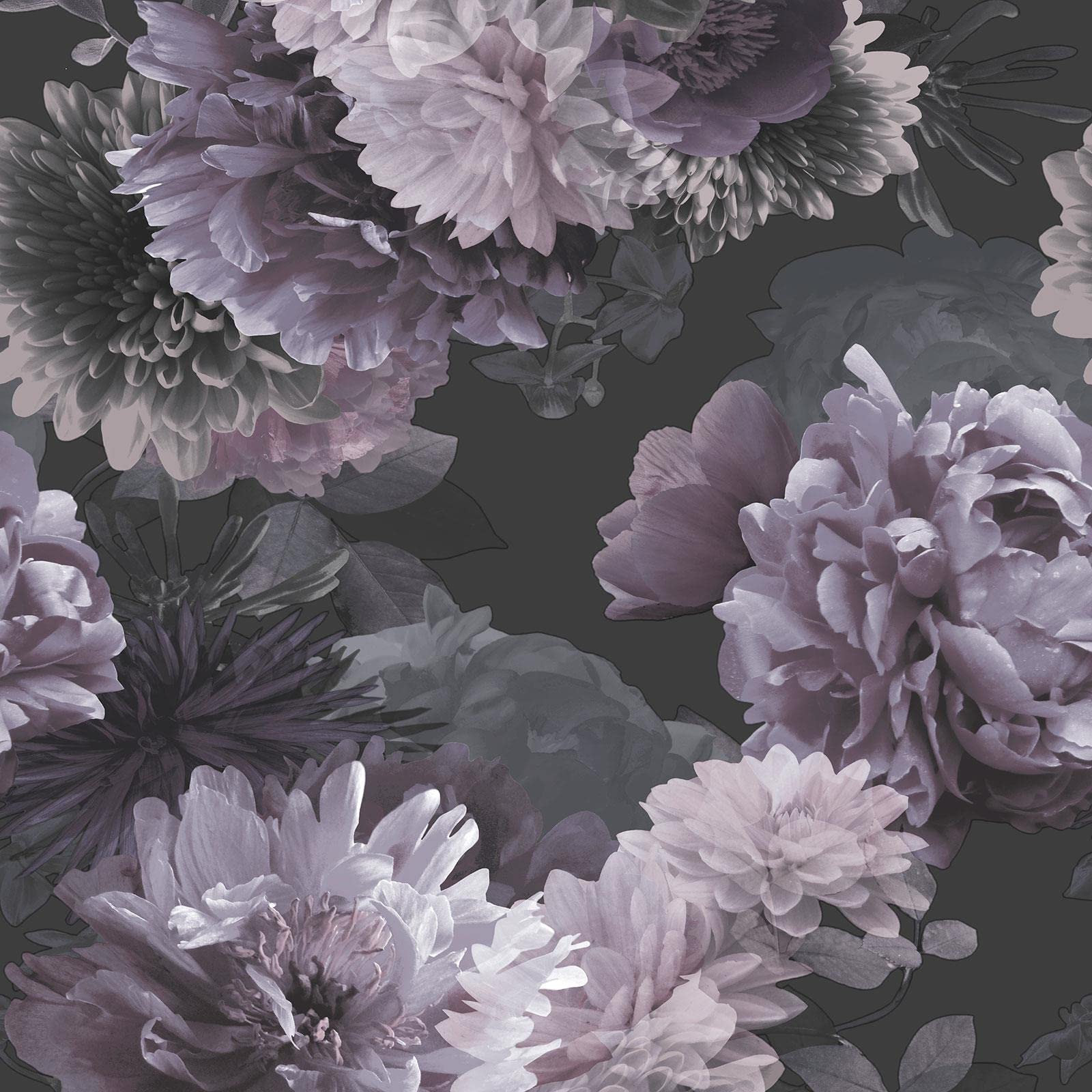 Muriva Lipsy Issey Wallpaper - Modern Floral Wallpaper for Living Room, Bedroom, Fireplace - Decorative Luxury Nature Wall Paper with Blossoms of Peonies & Chrysanthemums (Mauve & Grey)