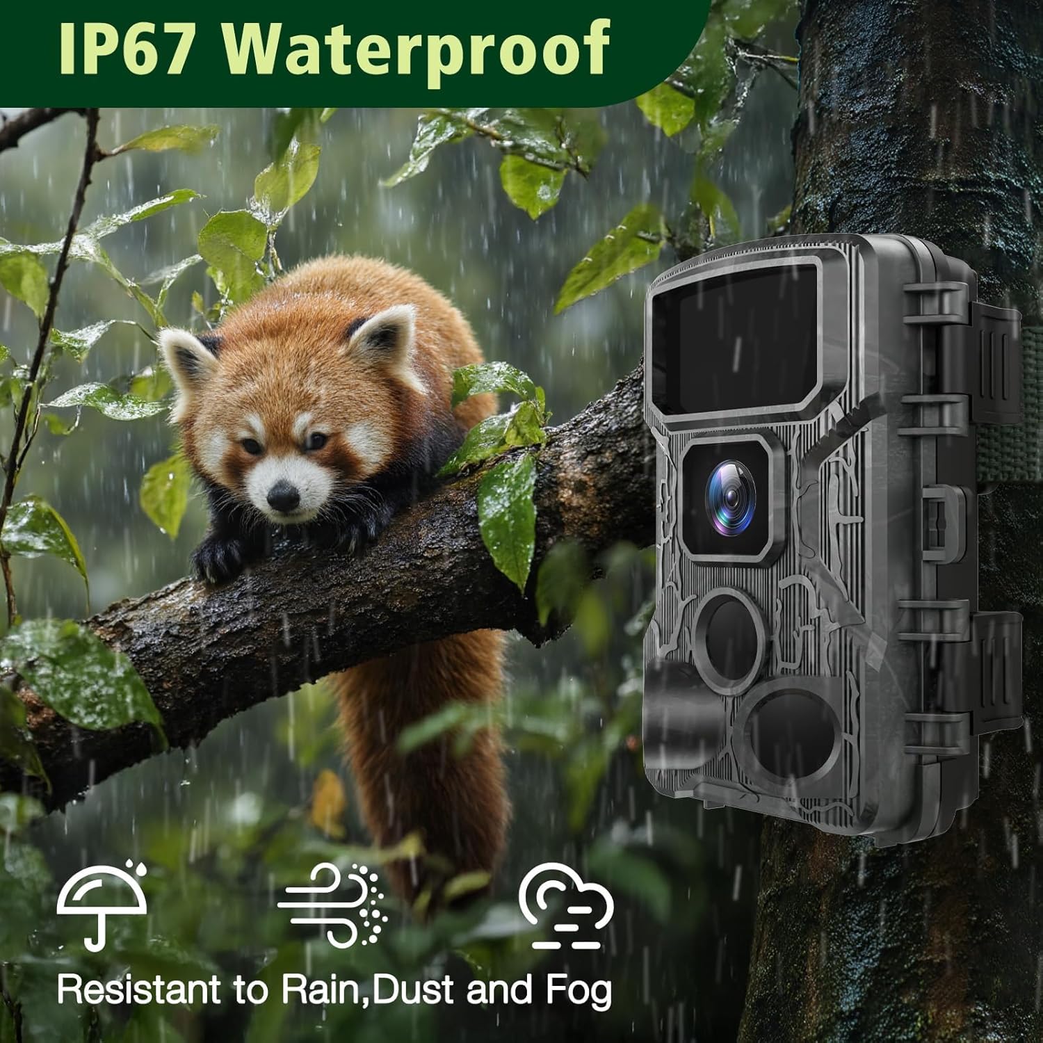 KJK Trail Camera 4K 64MP WiFi Bluetooth Game Camera, Night Vision Wildlife Hunting Camera, 0.1s Trigger Motion Activated, IP67 Waterproof, 130° Wide Angle, 32GB SD Card for Deer & Farm Security