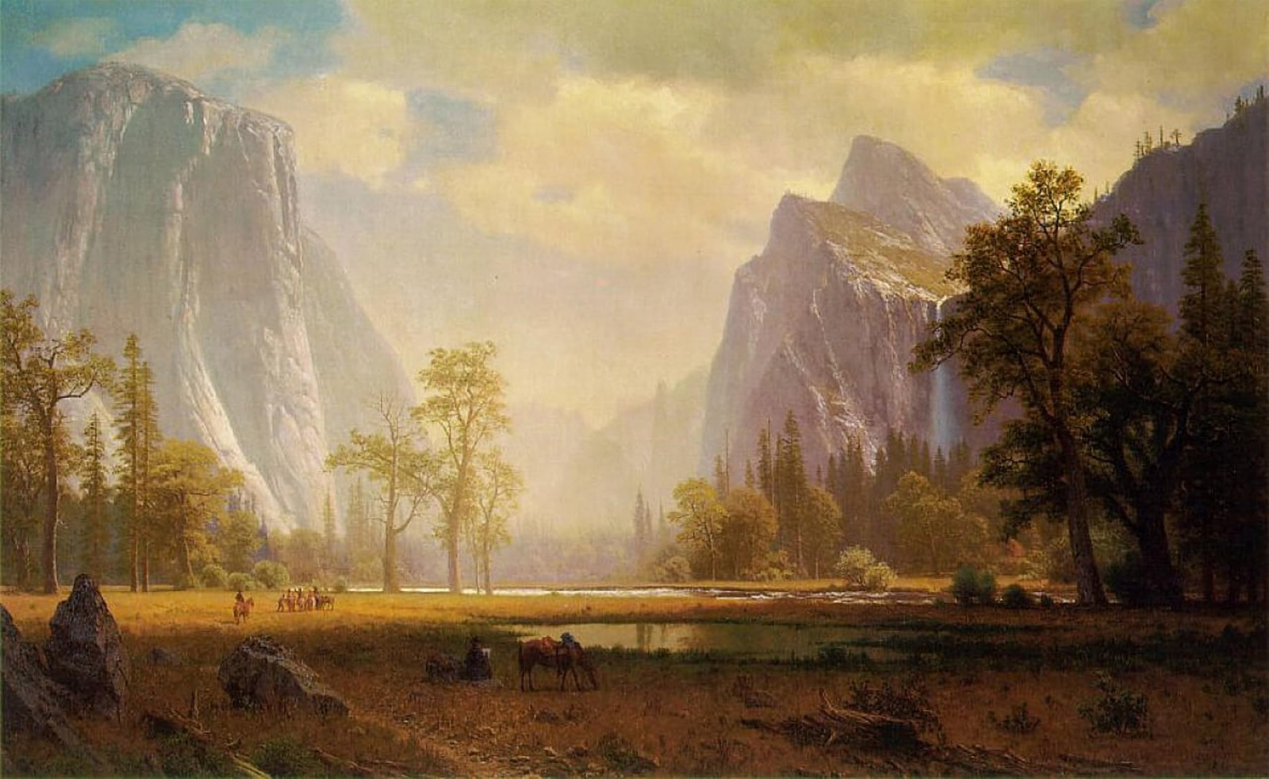 ARTXLXXBN Famous Print Painting Colorful Art Print Looking up Yosemite Valley by Albert Bierstadt Canvas Art Decorations for Home Decor 60x90cm