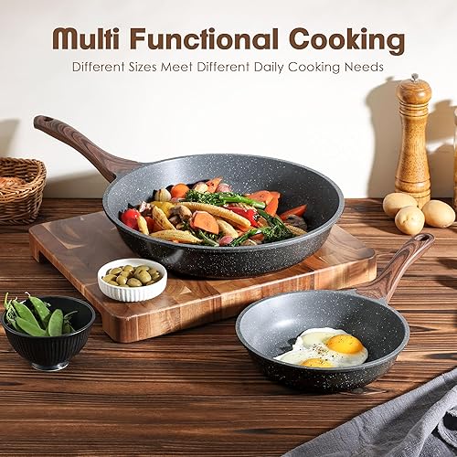 Miniatura 43 de SENSARTE - Sartén antiadherente para omelet, con revestimiento de granito suizo, sartén de chef de piedra saludable, sin PFOA, 12.5 pulgadas Gris
