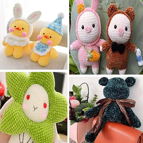 Miniatura 5 de Hilo de chenilla de terciopelo suave para tejer y tejer a ganchillo, color amigurumi, súper voluminoso (gris oscuro) 2 x 3.53 oz