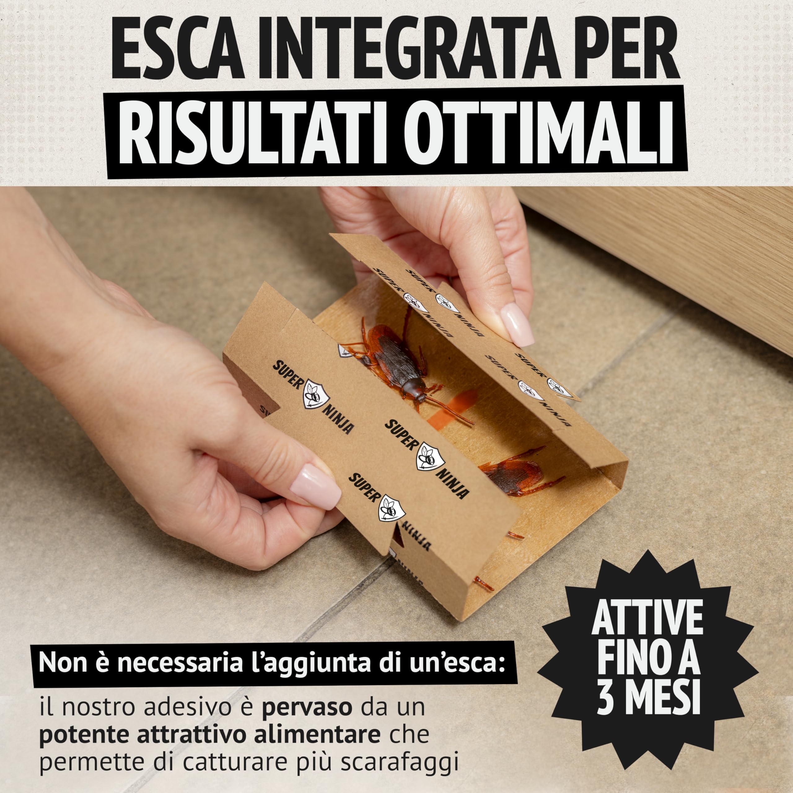Trappole per Scarafaggi Non Tossiche – 12 Pezzi con Colla e Attrattivo, Sicure per Disinfestazione