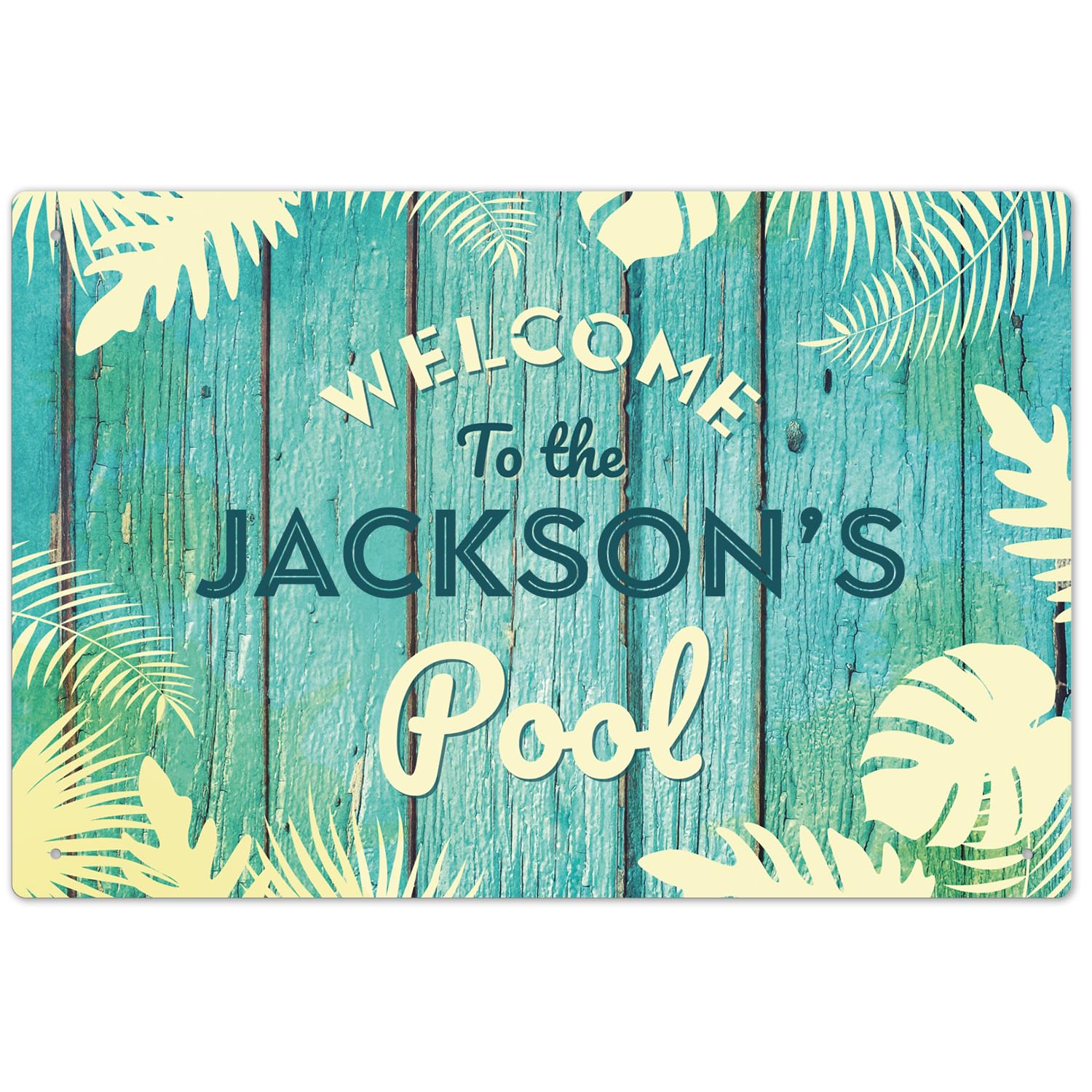 Custom Pool Sign, Aqua Background, Welcome to The Pool For Sign, 12x18 Inches, Rust Free .063 Aluminum, Fade Resistant, Made in USA by Sigo Signs