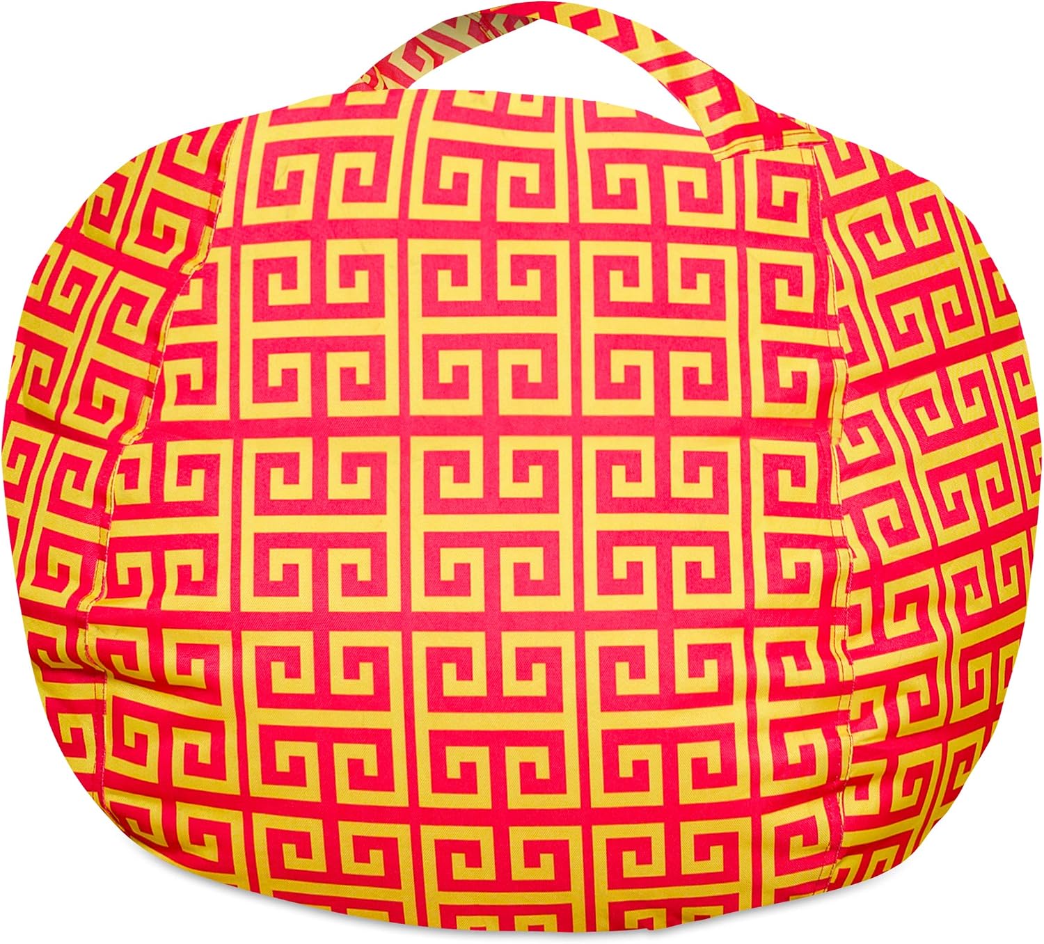 Posh Creations Stuffable Kids Stuffed Animal Storage Bean Bag Chair Cover - Childrens Toy Organizer X-Large 48" - Pattern Scrolls Red and Yellow
