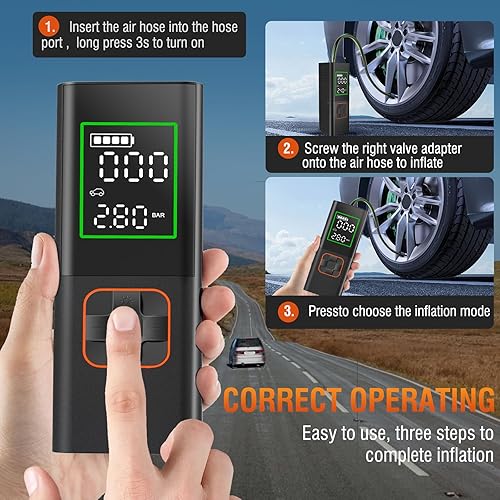 Miniatura 3 de Inflador de neumáticos, compresor de aire portátil, bomba de aire inalámbrica de 160 PSI para neumáticos de automóvil, inflador de neumáticos