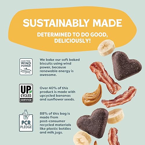 Miniatura 7 de Shameless Pets Golosinas suaves para perros, plátanos para tocino, masticables naturales y saludables para el apoyo de la piel y el pelaje con Omega