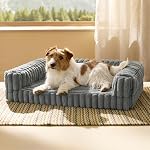 Bedsure Large Dog Bed, Orthopedic Waterproof Memory Foam Pet Bed for Large Dogs, Egg-Crate Foam Large Dog Couch with Sides, Washable Removable Faux Fur & Corduroy Cover, Non-Slip Bottom, Grey 35"