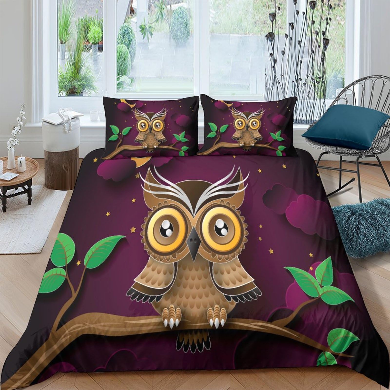 Housse de couette hibou grand lit pour créer un nid douillet enfant et adulte en hiver