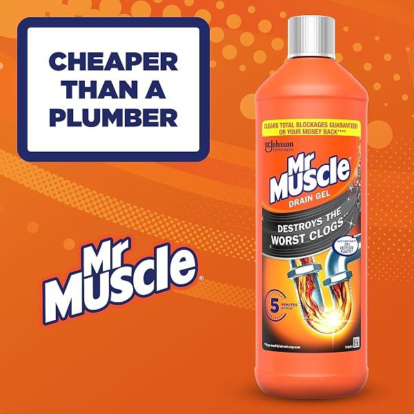 Mr Muscle Drain Unblocker Liquid (1L), Sink & Drain Cleaner, Strong & Fast Acting Heavy Duty Power Gel, Dissolves Clogs (Packaging May Vary) - 3