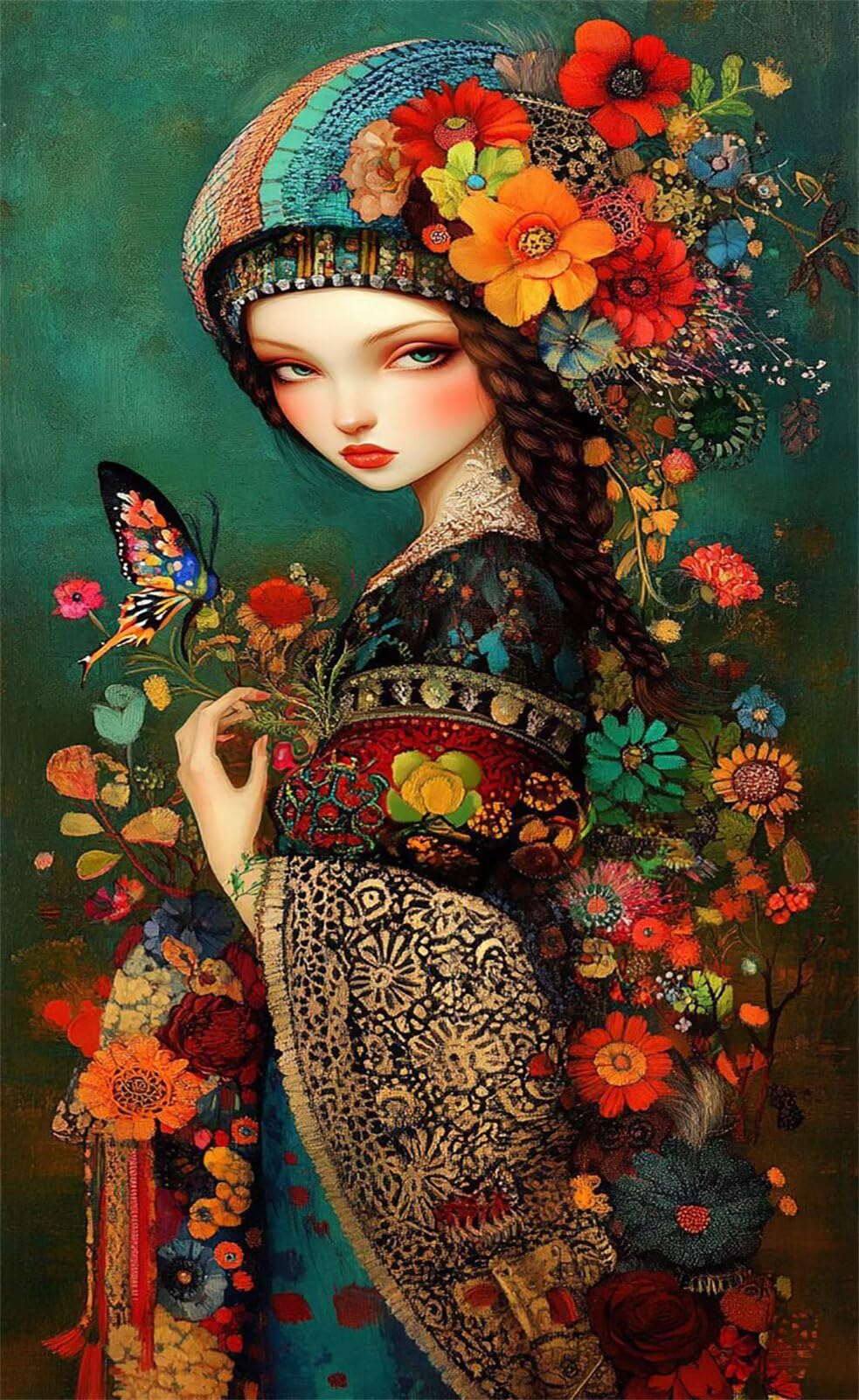 Puzzle 1200 Pezzi Farfalla Fiore Ragazza Puzzle per Adulti, Difficile e Sfidante con Poster Idea Regalo per Appassionati Puzzle Classici