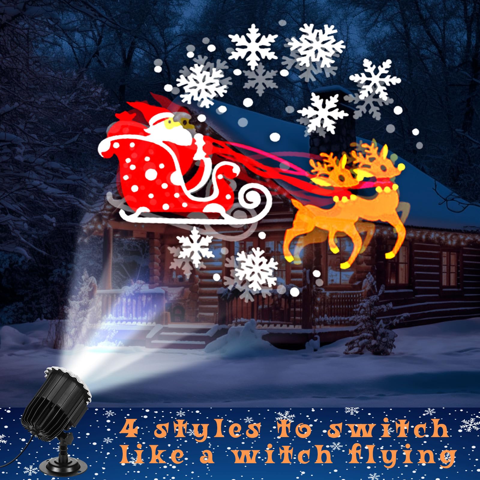 LED-Projektorleuchten für den Außenbereich, Weihnachtsmann auf Schlitten, dynamisch, wasserdicht, für den Innen- und Außenbereich, für Landschaftsgarten, Hof, Party