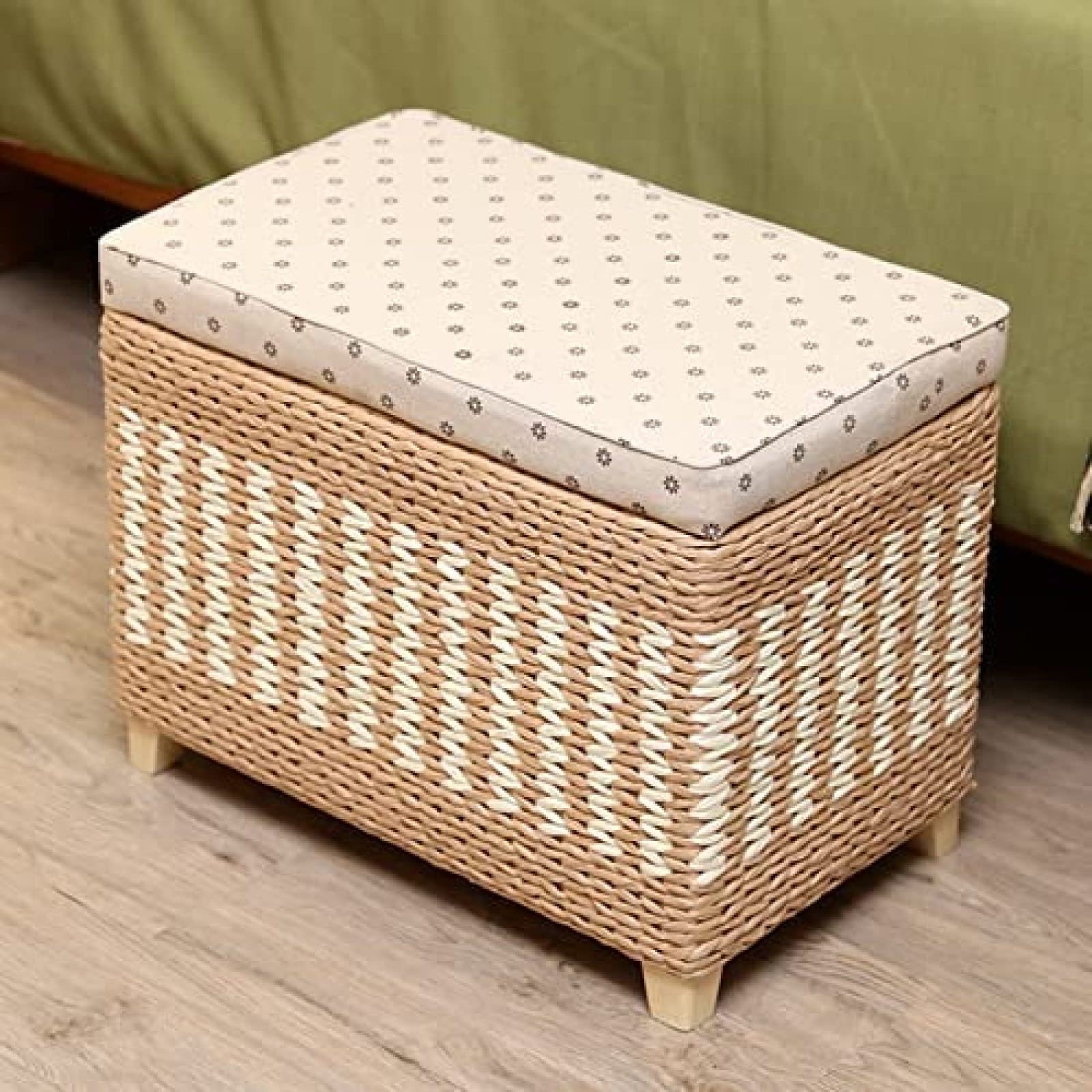 Panca portaoggetti multifunzionale in rattan intrecciato per scarpe e giocattoli, 60 x 30 x 40 cm, elegante organizer per la casa, soluzione versatile per ingresso e soggiorno