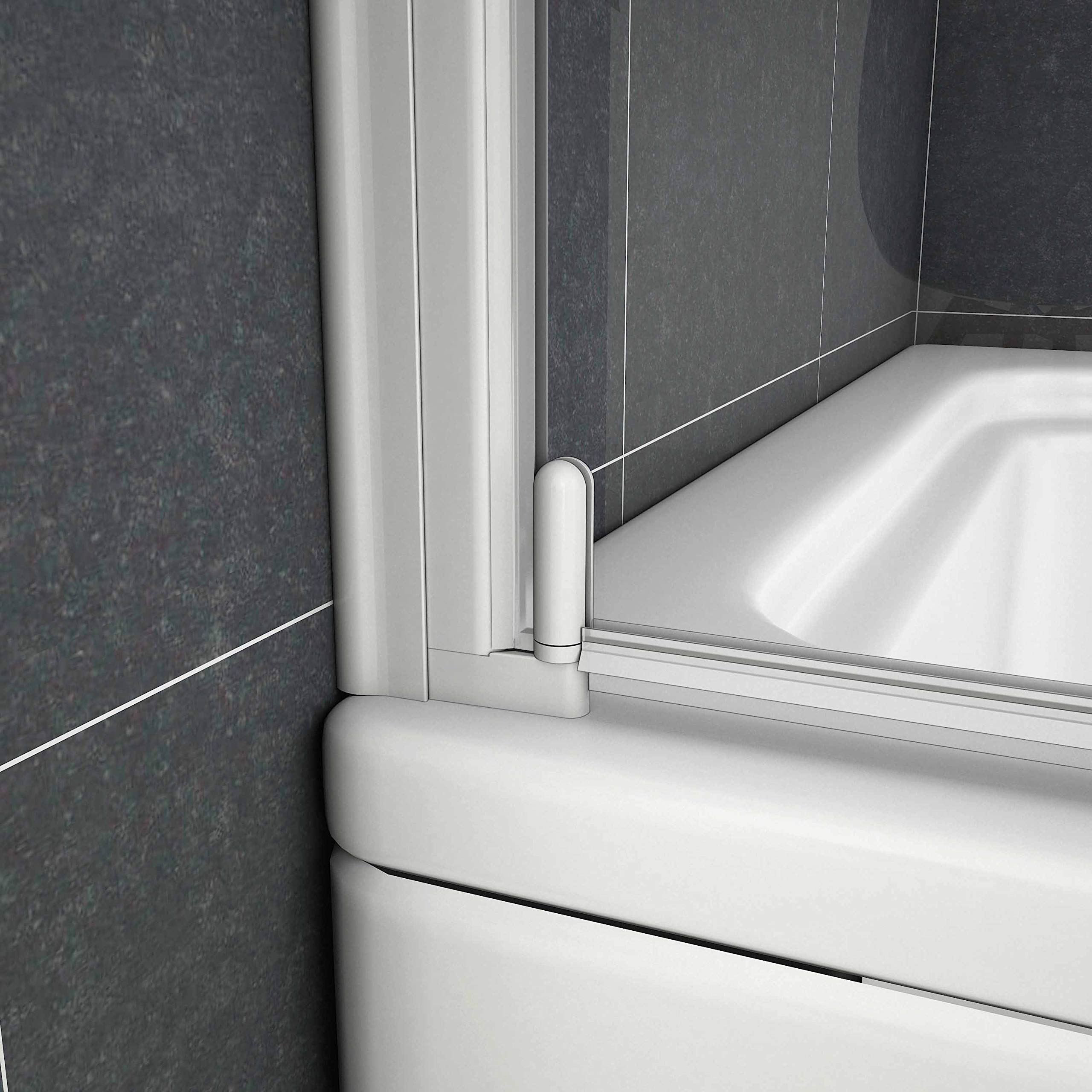 Parete Per Vasca Anta singola 80xH.140cm Sopravasca Vetro Temperato 4mm | Telaio in alluminio con trattamento di elettrofores,Girevole，Reversibile