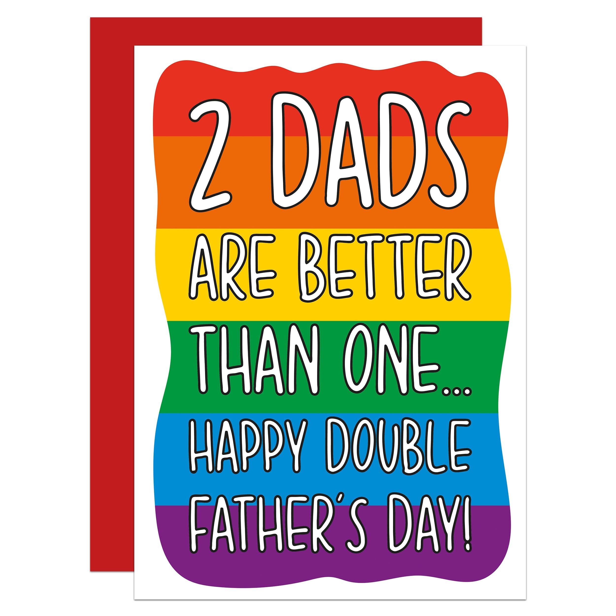 2 Dads Fathers Day A6 Card, Gay Fathers Day, Funny, For Dad, LGBTQ. Gay Pride, Rainbow