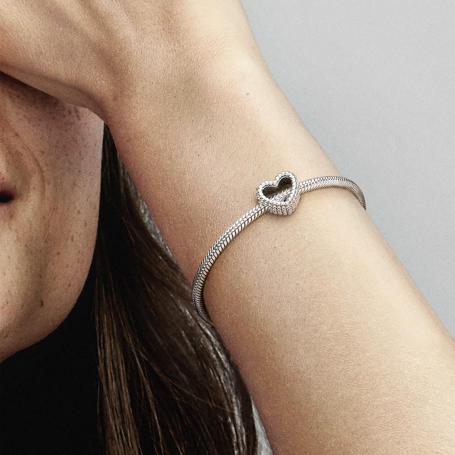 Pandora Jewelry Beaded Heart Sterling Silver Charm