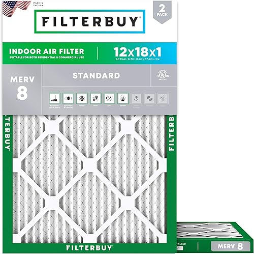 Miniatura 10 de Filterbuy Filtro de aire MERV 8 de 14 x 30 x 1 pulgadas, defensa contra el polvo (paquete de 2), filtros de aire plisados HVAC para horno AC (tamaño