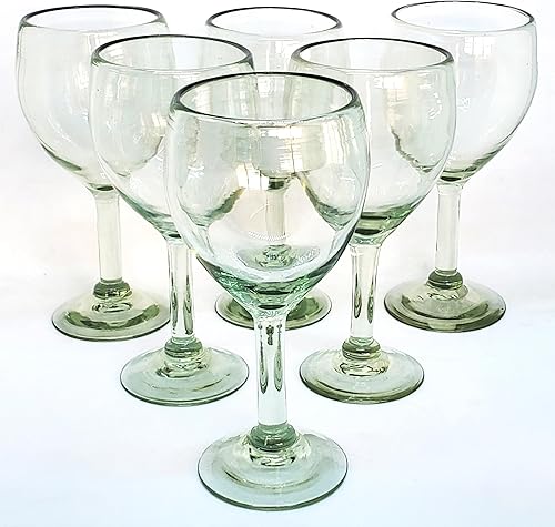 Vista 12 de Juego de 6 vasos de jugo transparentes soplados de 9 oz, cristalería mexicana hecha a mano, vidrio reciclado, sin plomo, sin toxinas (para jugo)