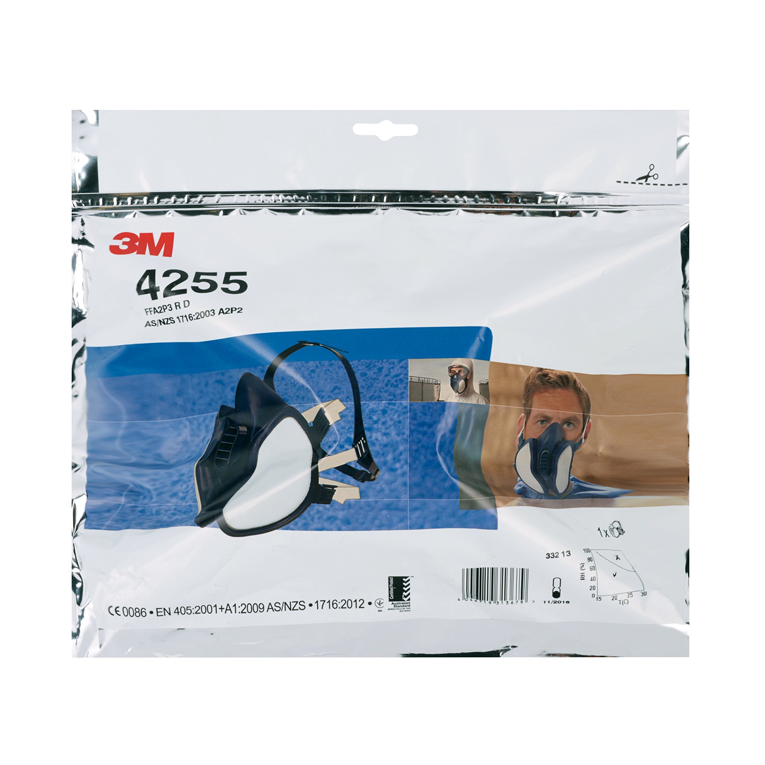 3M 4255 Atemschutz-Halbmaske Komplettmaske zum Schutz Gegen Organische Gase, Dämpfe und Partikel, Blau