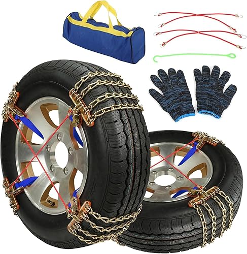 SCITOO Cadenas de nieve para automóviles, camionetas y SUV, cadena universal de tracción de emergencia para neumáticos, cadenas antideslizantes de