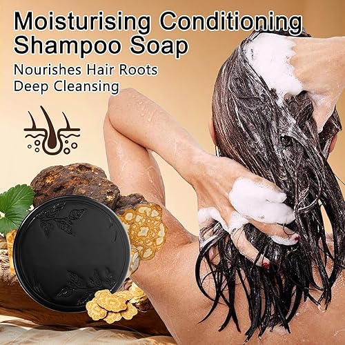 Miniatura 2 de 3 barras de champú sólido con red de espuma, champú en barra de limpieza profunda para mujeres y hombres, espesante, fortalecedor y jabón de control