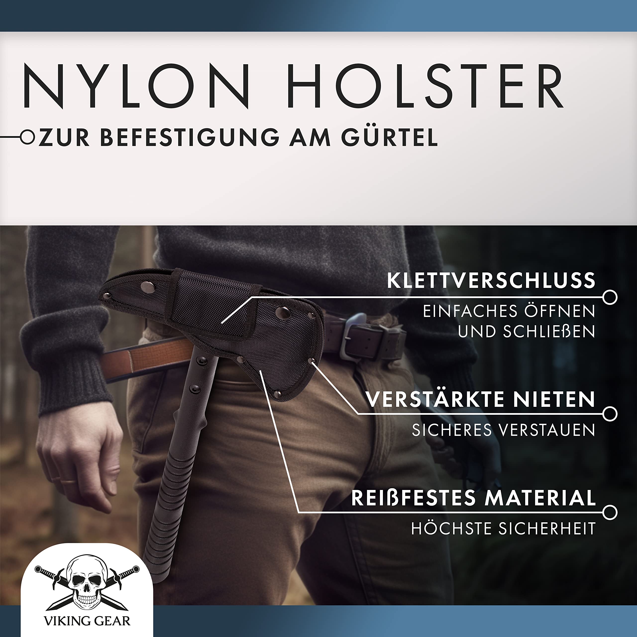 Viking Gear Axt Survival mit ergonomischen Griff perfekt als Camping Beil – Axt zum Holzspalten - Bushcraft für Outdoor Abenteuer Camping – Tactical Tomahawks Axe