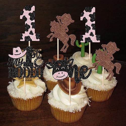 Miniatura 7 de Rsstarxi Paquete de 24 adornos para cupcakes de Cowboy My First Rodeo para cumpleaños de vaquera, 1er cumpleaños, para cupcakes de vaquera One