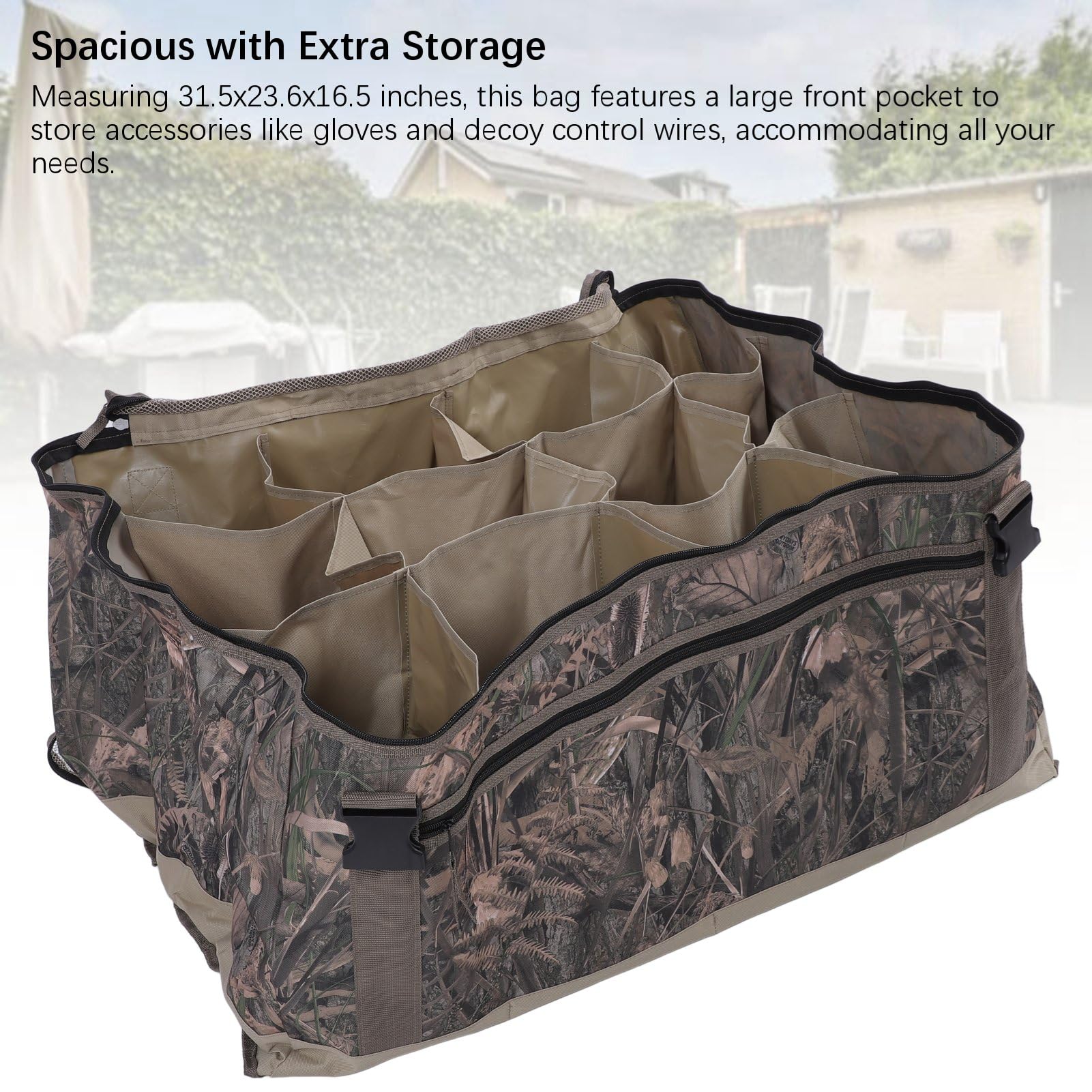 Bolsa de señuelo de pato de 12 ranuras, tela Oxford, camuflaje, aves acuáticas, ganso, bolsa de señuelo con cubierta de malla para acampar al aire libre