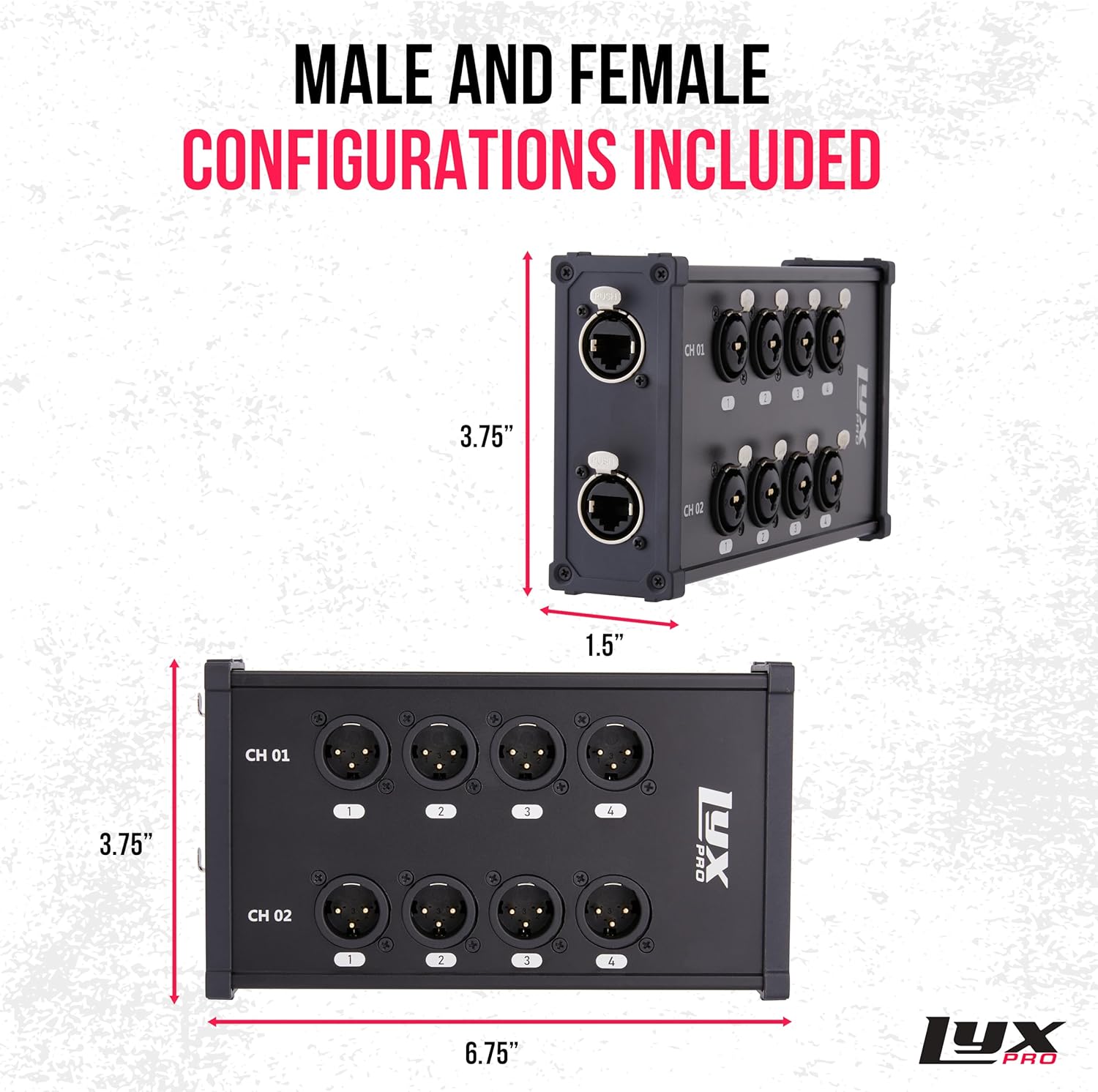 LyxPro 8-Channel Dual Input 3-Pin Multi-Network XLR/TRS Cable Breakout for Stage Sound, Lighting, and Recording Studio Male and Female to RJ45 Ethercon – Ideal for Sound, Lighting Setup, Ground Lift