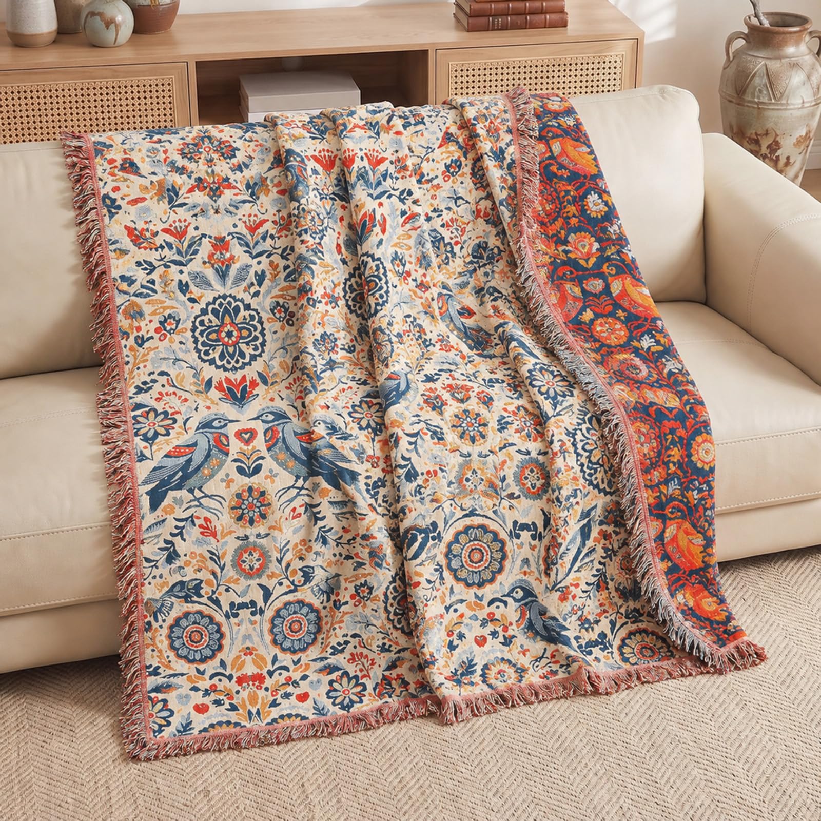 CAIEJSAEN Boho Throw Blanket Boho Bohemian Throw (Twin Birds, 200 * 230) — image 1