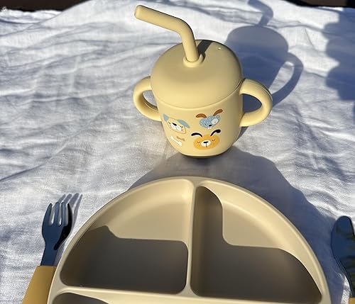 Miniatura 7 de Vaso de silicona para niños de 6 meses y niños pequeños, lindo vaso para beber con popote para el primer entrenamiento, botella de agua para bebé