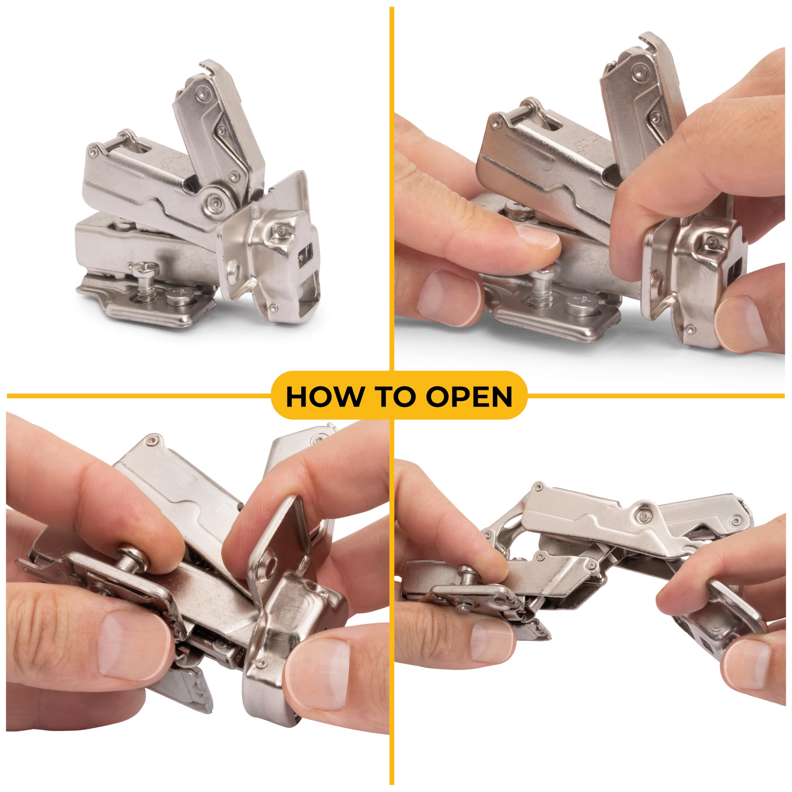 Emuca 1013107 Pack aus 10 Topfscharnieren Ø35mm 165° mit sanftem Verschluss für sich halb überlappende Türen und Euro-Zusätze zum Festschrauben mit Verbindergehäuse