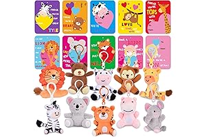 Valentine's Day Cards with Plush Keychains for Kids