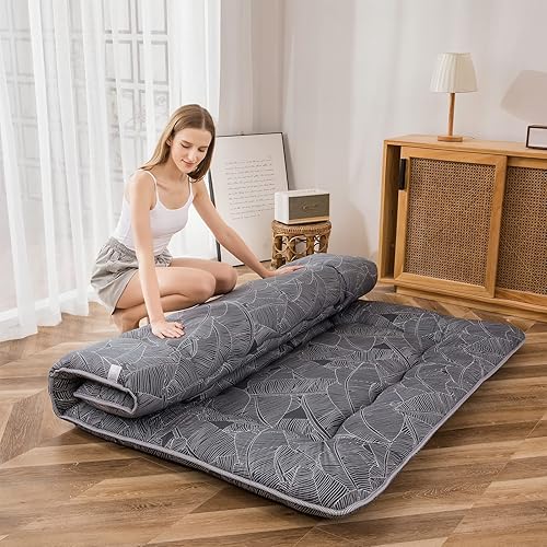 Colchón de suelo japonés para futón, colchoneta de dormir gruesa, colchón enrollable, tumbona de suelo, colchón de campamento, colchón de habitación