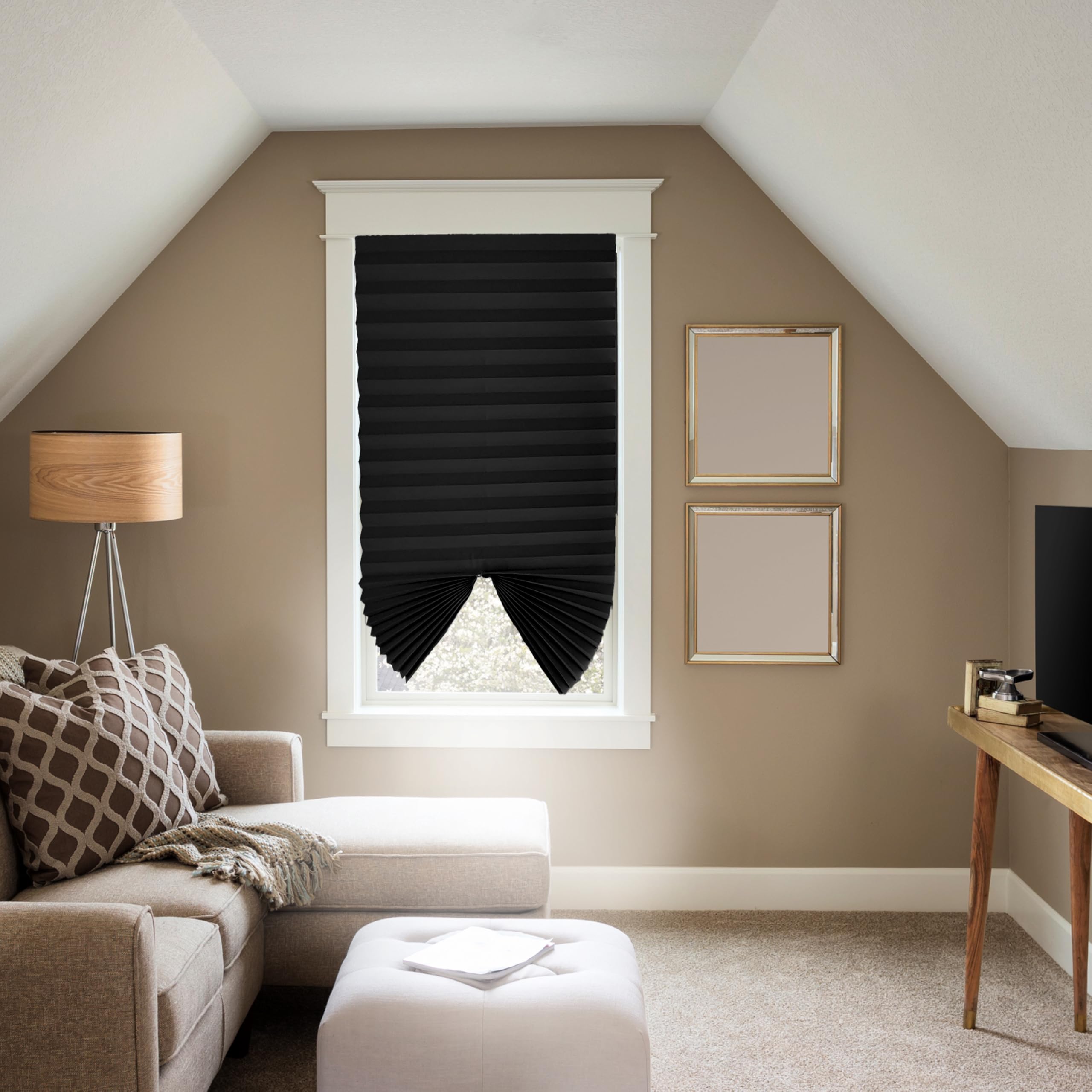 BLINDECOR |Pleated Blind without Drilling Velcrado |BK Basic Pleat|Opaque 31 Black 90X190|Opaque Pleated for Windows