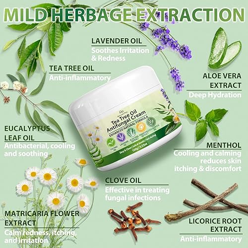 Miniatura 5 de Juego de champú para foliculitis y psoriasis del cuero cabelludo y crema de árbol de té para dermatitis seborreica, caspa, tiña e irritación