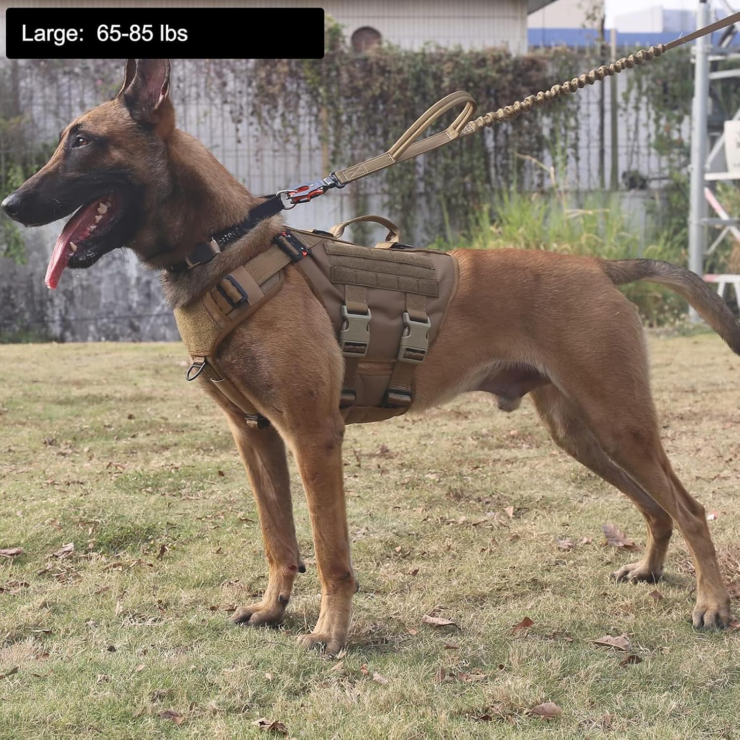 ICEFANG GN3 Tactical Dog Harness with 6X Buckle,Dog Molle Vest with Handle,3/4 Body Coverage,Hook and Loop Panel for ID Patch,No Pulling Front Clip (L (28"-35" Girth), Coyote Brown)