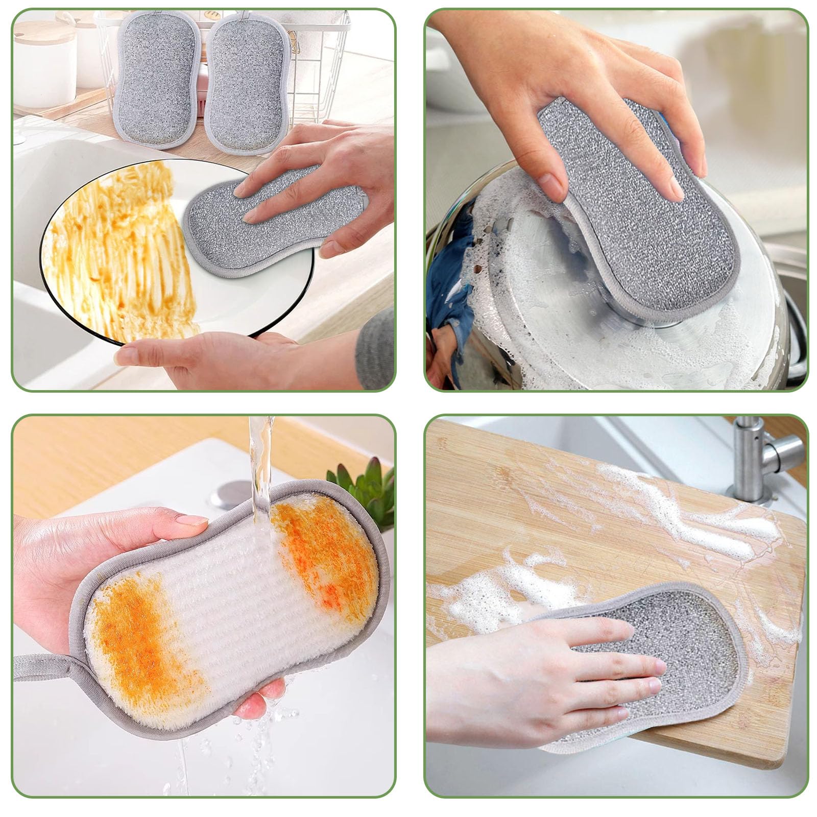 Gąbka do mycia naczyń, duża gąbka do czyszczenia, 10 sztuk dwustronna, 16 x 9,5 cm | Gąbka kuchenna zmywalna, odporna na zarysowania gąbka kuchenna do sprzątania domu kuchnia zlew naczynia łazienka