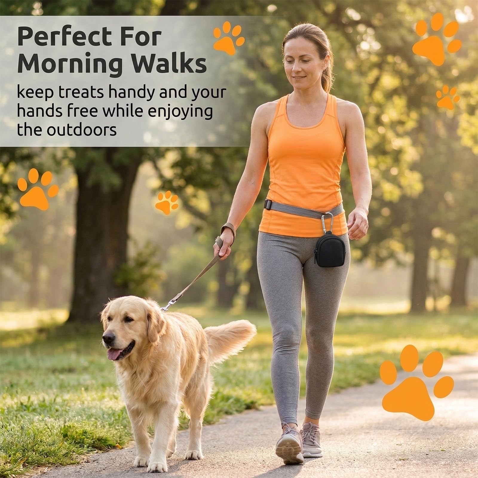 Borsa Porta Snack per Cani, 9x7x2,5cm Nera, Borsa per Snack a Mani Libere con Moschettone, Materiale Impermeabile, per Addestramento Canino & Passeggiate