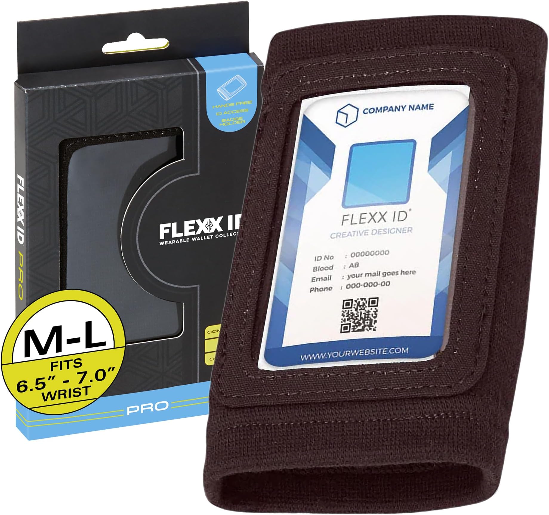 PRO Secure RFID-Enabled Clear Window Arm Badge Holder Wallet with Zipper Pocket - Quick Hands-Free Access for Secured Areas - Ski Pass Holder - Ideal for Work, Gym, Travel - Brown