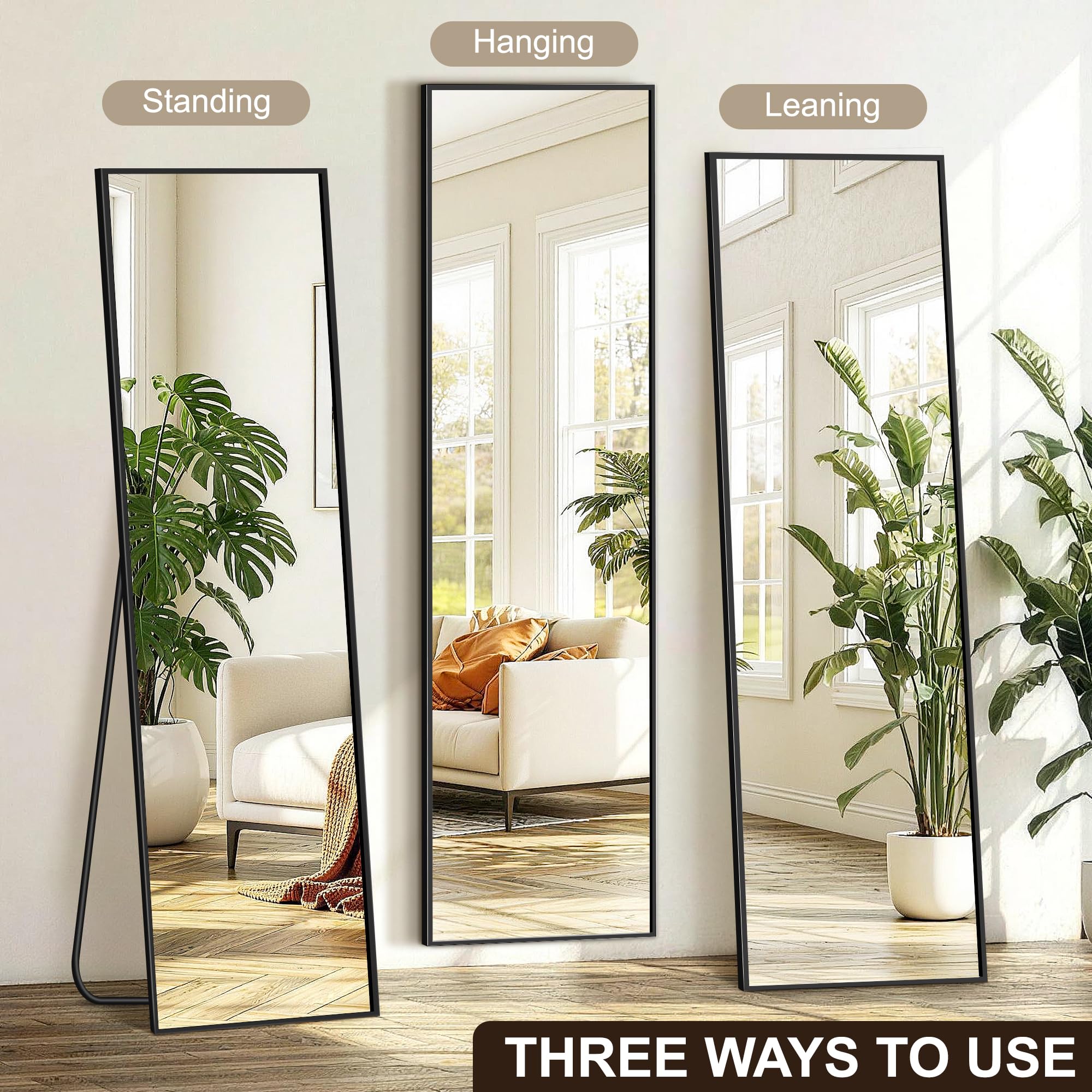 Best Full Length Standing Mirror in 2026 3 FICTOR Full Length Mirror with Stand, Floor Standing Mirror Full Body, HD Shatte — product photo